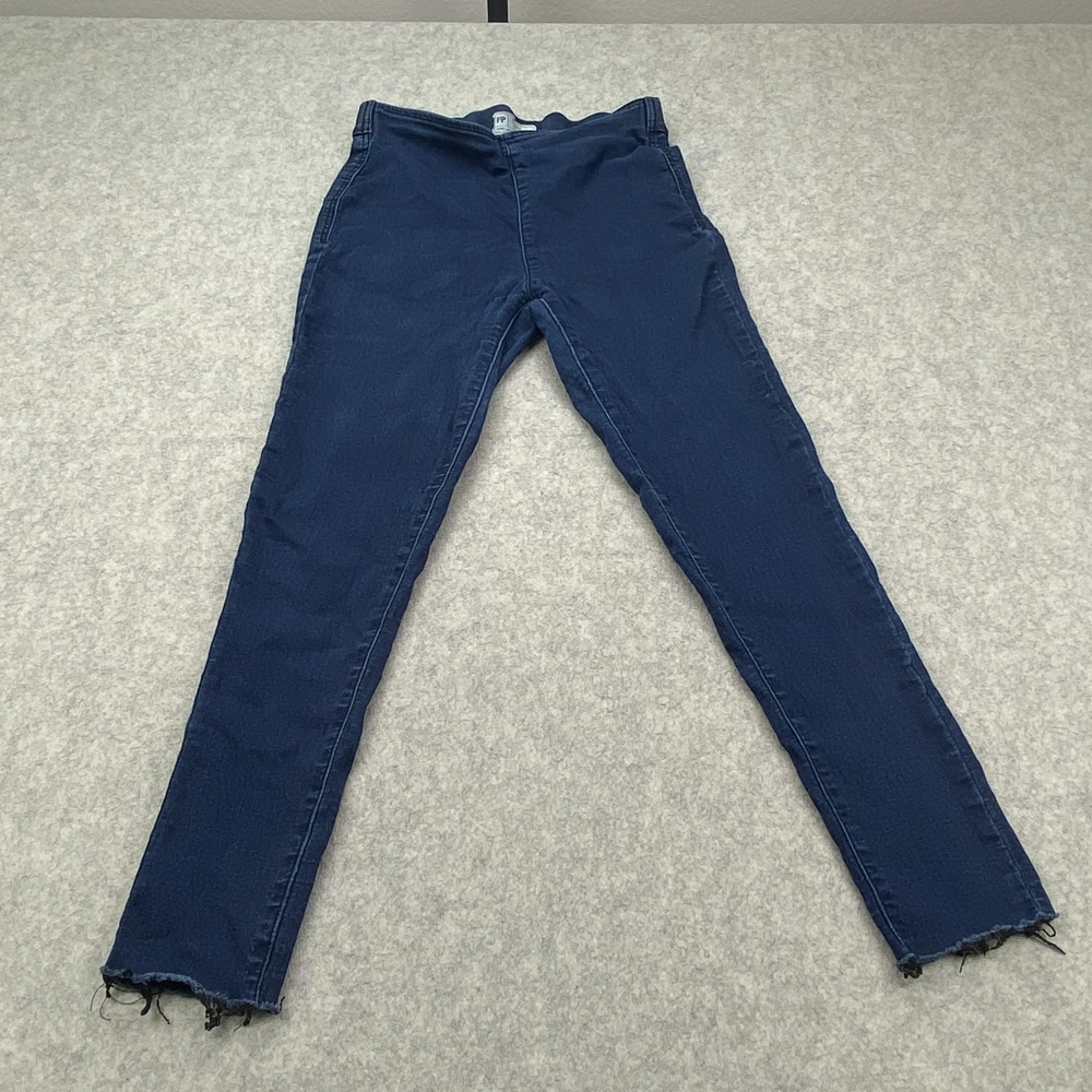 Free People Jegging Jeans Womens 28S (26x24) Blue High Rise Frayed Hem Stretch